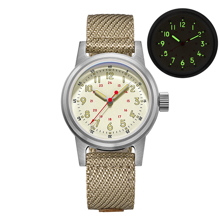ADDIESDIVE Reloj mecánico vintage de 36 mm AD2076-Beige-
