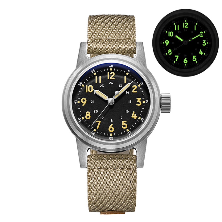 ADDIESDIVE Reloj mecánico vintage de 36 mm AD2076-Negro-