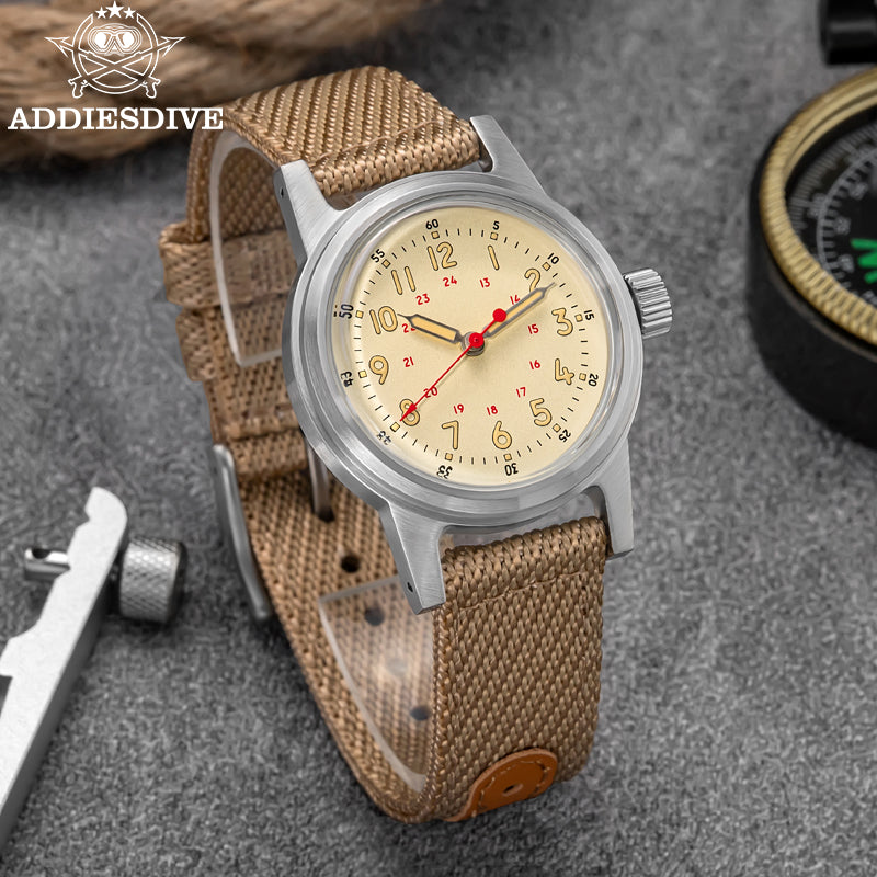 ADDIESDIVE Reloj mecánico vintage de 36 mm AD2076-Beige-