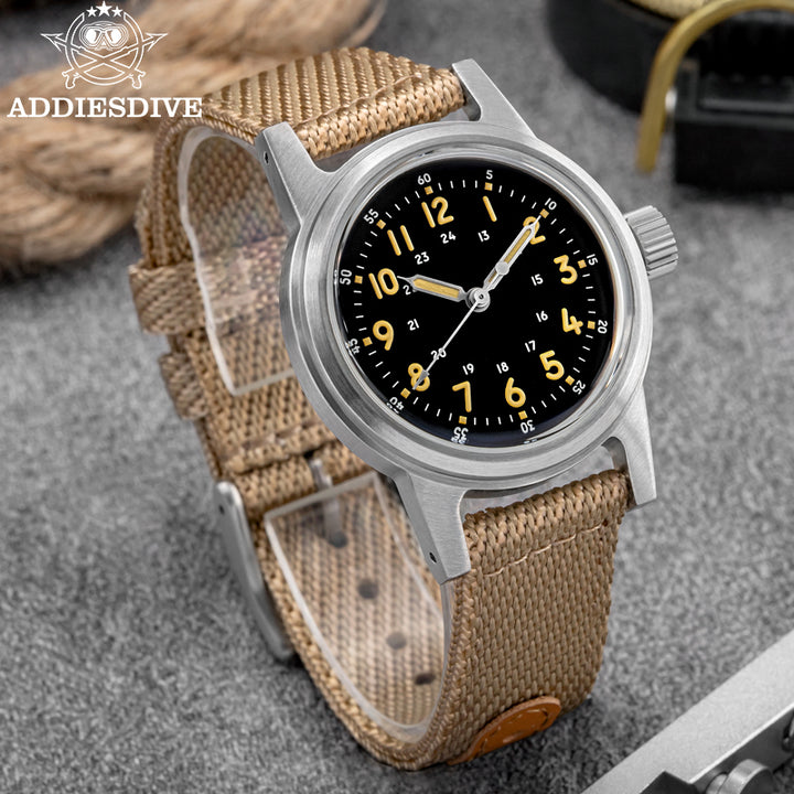 ADDIESDIVE Reloj mecánico vintage de 36 mm AD2076-Beige-