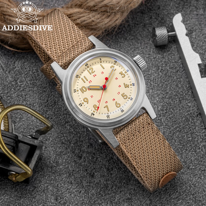 ADDIESDIVE Reloj mecánico vintage de 36 mm AD2076-Beige-