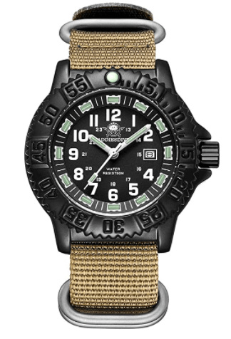 ADDIESDIVE Reloj militar deportivo al aire libre Reloj de cuarzo para hombre 50m resistente al agua (050s)-Quartz watch-Correa de nailon caqui-