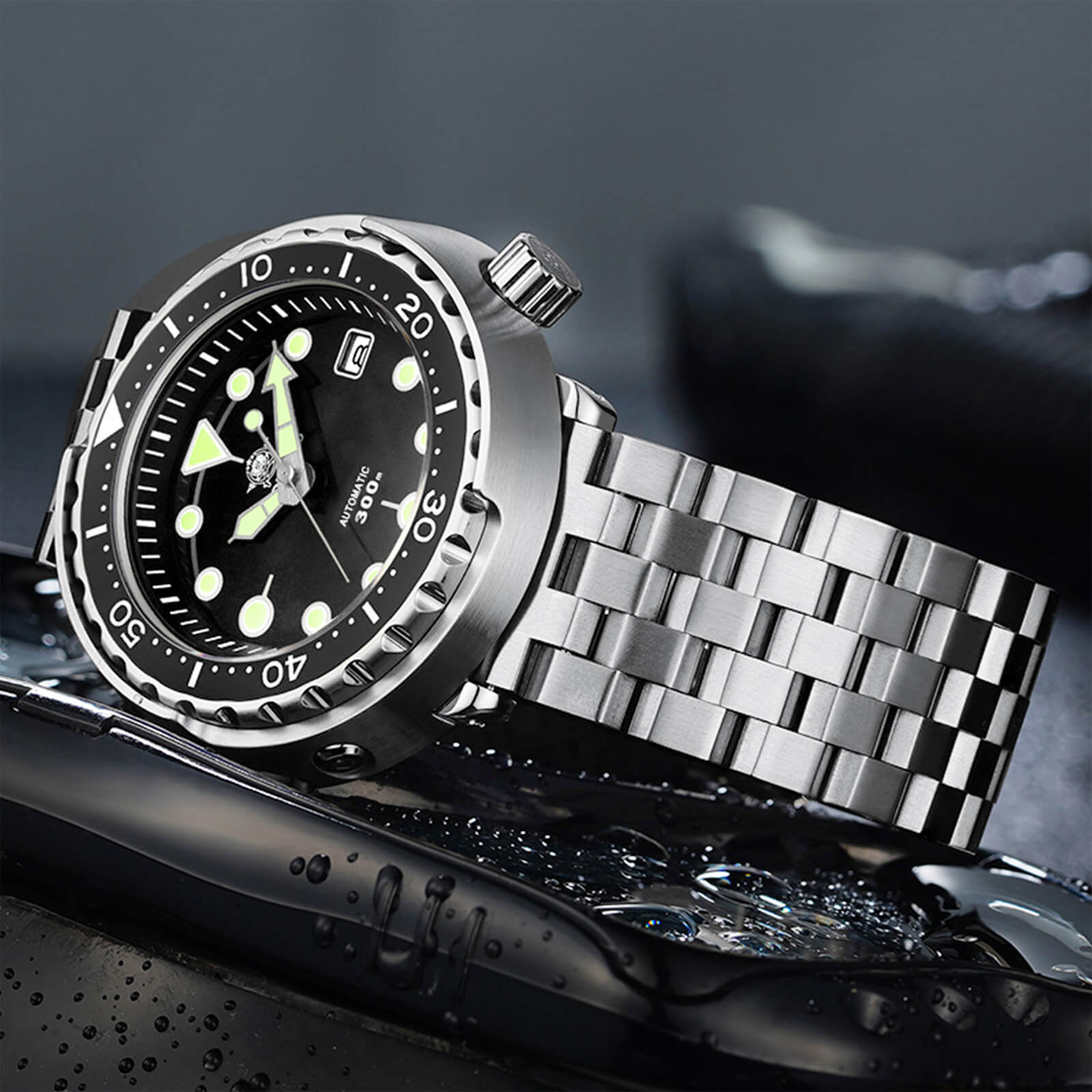 ADDIESDIVE® Tuna 300M Reloj de buceo automático Tuna Diver 3 Colores ( MY-H5)-divers watch-Negro-Correa Oyster-
