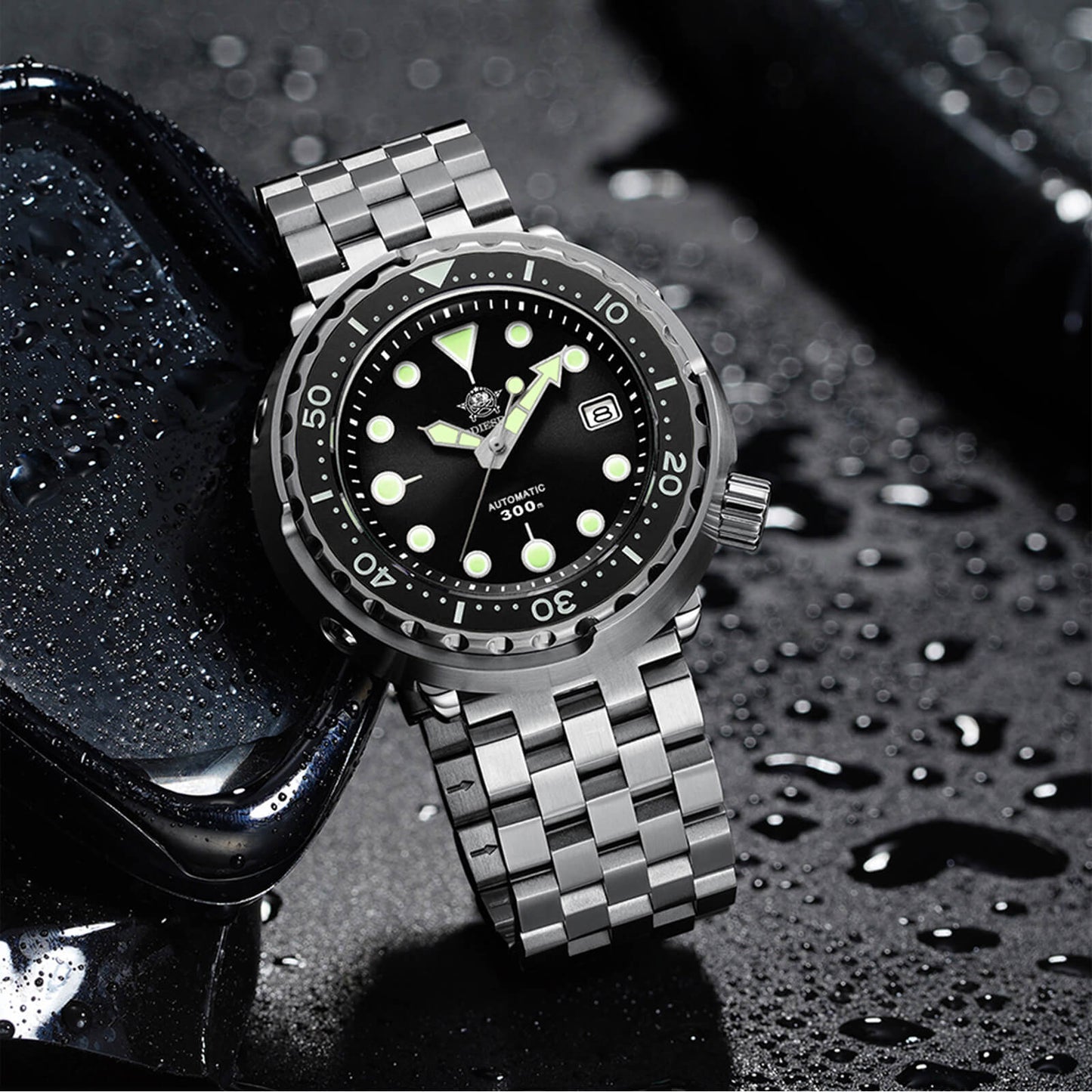 ADDIESDIVE® Tuna 300M Reloj de buceo automático Tuna Diver 3 Colores ( MY-H5)-divers watch-Negro-Correa Jubilee-