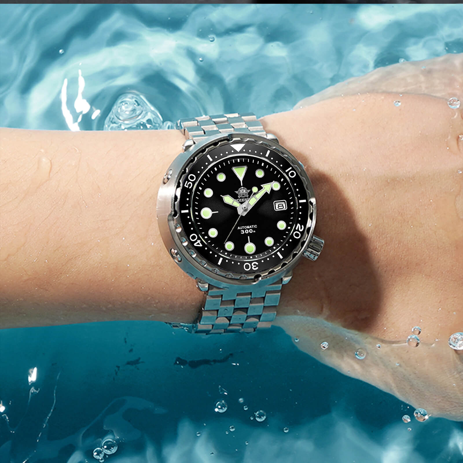 ADDIESDIVE® Tuna 300M Reloj de buceo automático Tuna Diver 3 Colores ( MY-H5)-divers watch-Negro-Correa Oyster-