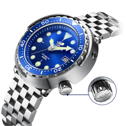 ADDIESDIVE® Tuna 300M Reloj de buceo automático Tuna Diver 3 Colores ( MY-H5)-divers watch-Negro-Correa Oyster-