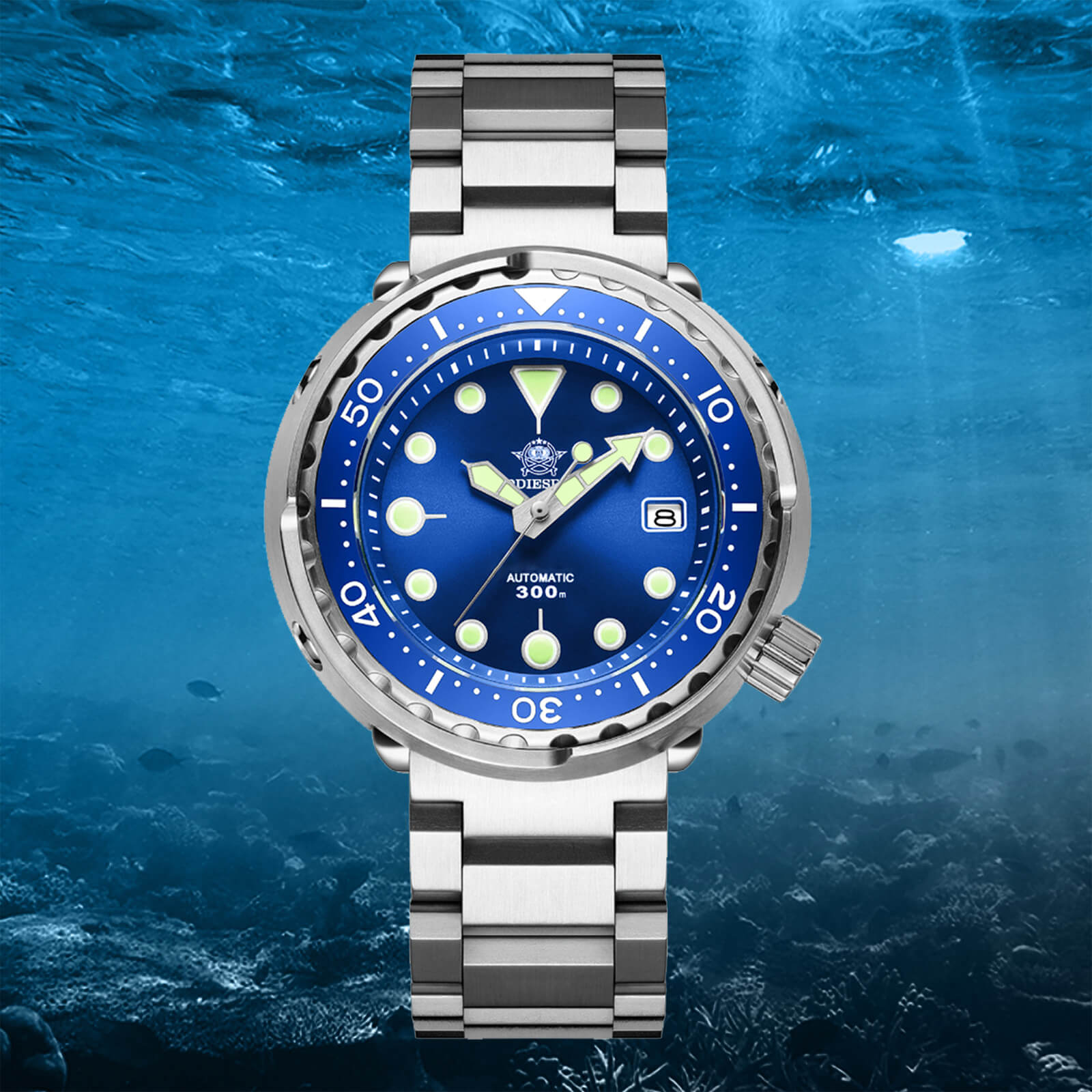 ADDIESDIVE® Tuna 300M Reloj de buceo automático Tuna Diver 3 Colores ( MY-H5)-divers watch-Negro-Correa Oyster-