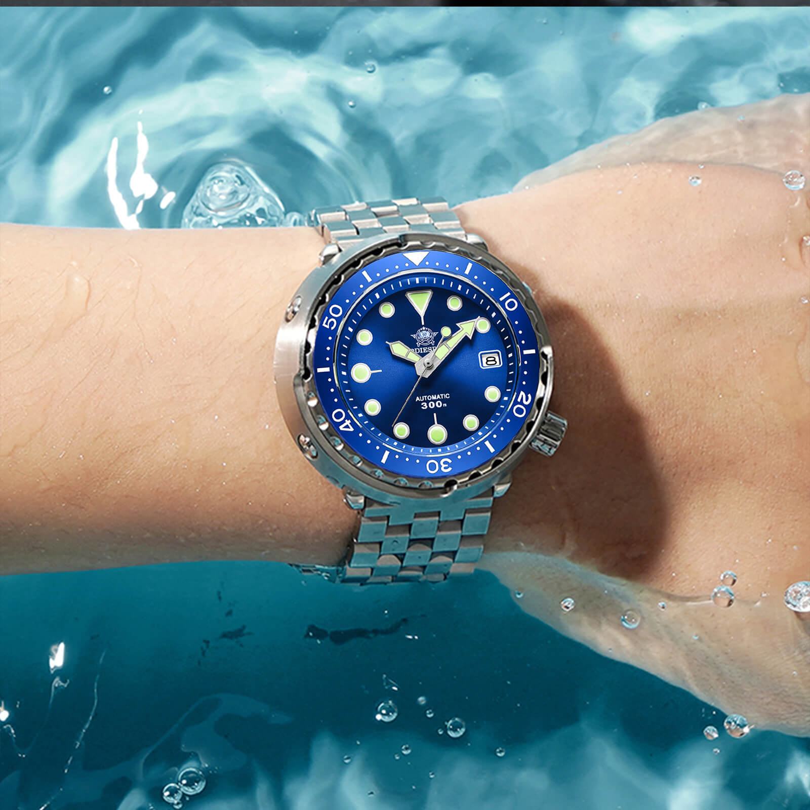 ADDIESDIVE® Tuna 300M Reloj de buceo automático Tuna Diver 3 Colores ( MY-H5)-divers watch-Negro-Correa Oyster-