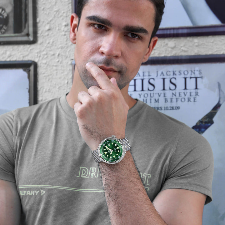 ADDIESDIVE® Tuna 300M Reloj de buceo automático Tuna Diver 3 Colores ( MY-H5)-divers watch-Negro-Correa Oyster-