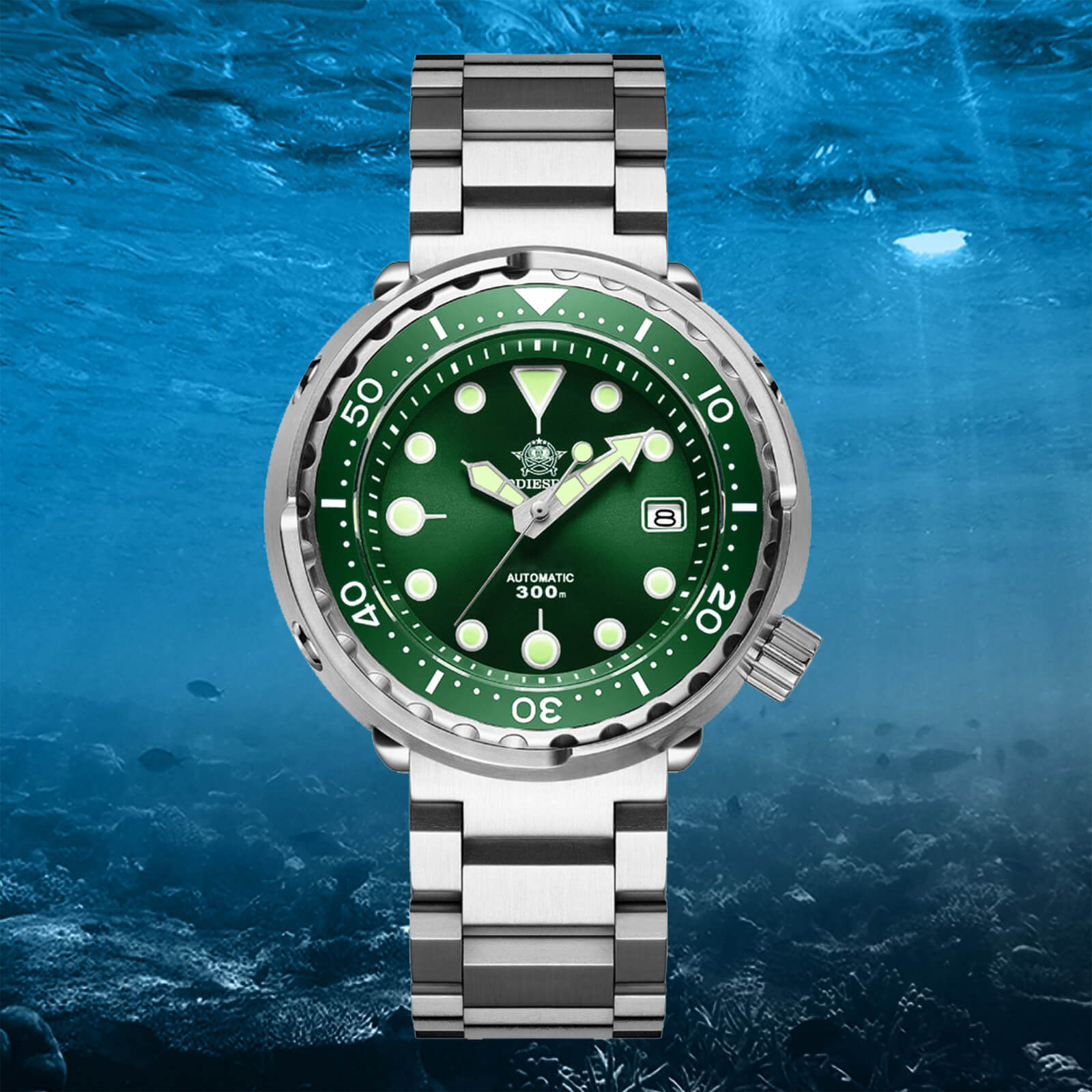 ADDIESDIVE® Tuna 300M Reloj de buceo automático Tuna Diver 3 Colores ( MY-H5)-divers watch-Negro-Correa Oyster-