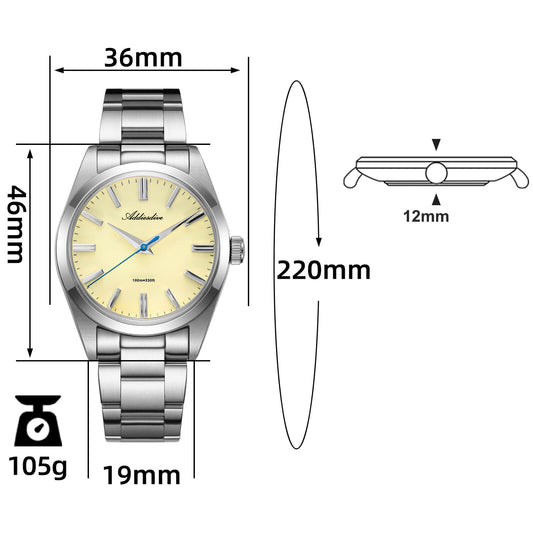 ADDIESDIVE reloj de cuarzo 36mm cristal zafiro AD2026-