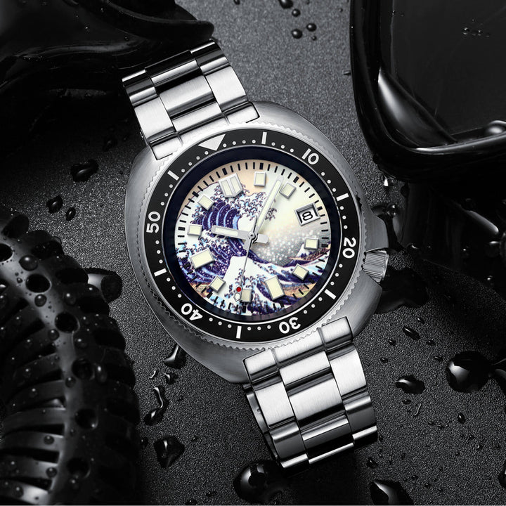 ADDIESIVE Reloj de buceo Cristal de zafiro sintético Esfera luminosa 200M H8-Surf-watch-