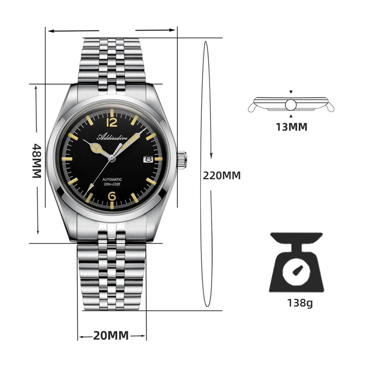 Addiesdive Reloj automático 39mm Diver's 100M NH35 (AD2038)-