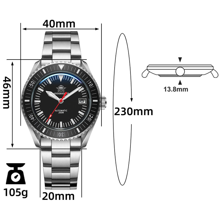 Addiesdive Reloj de buceo con tapa AD2060-