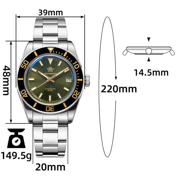 Addiesdive Retro Sub 39mm NH35 Reloj para Hombre AD2084 - Addiesdiverelojes