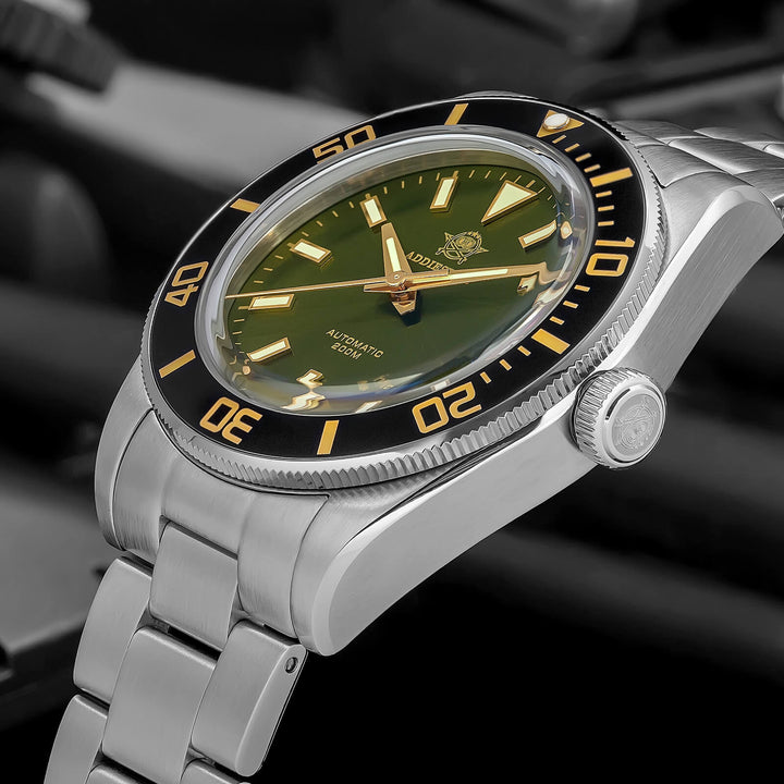 Addiesdive Retro Sub 39mm NH35 Reloj para Hombre AD2084-Verde-