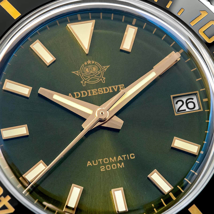 Addiesdive Retro Sub 39mm NH35 Reloj para Hombre AD2084-Verde-