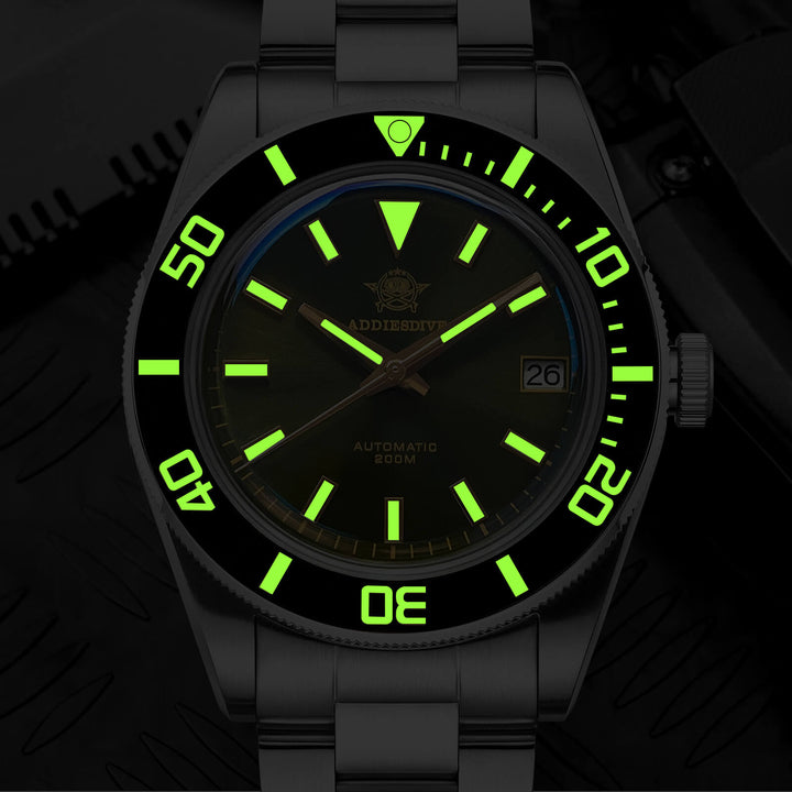 Addiesdive Retro Sub 39mm NH35 Reloj para Hombre AD2084-Verde-