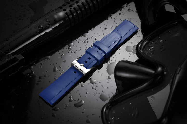 Correa de silicona genérica para relojes de buceo de 22mm-Negro-