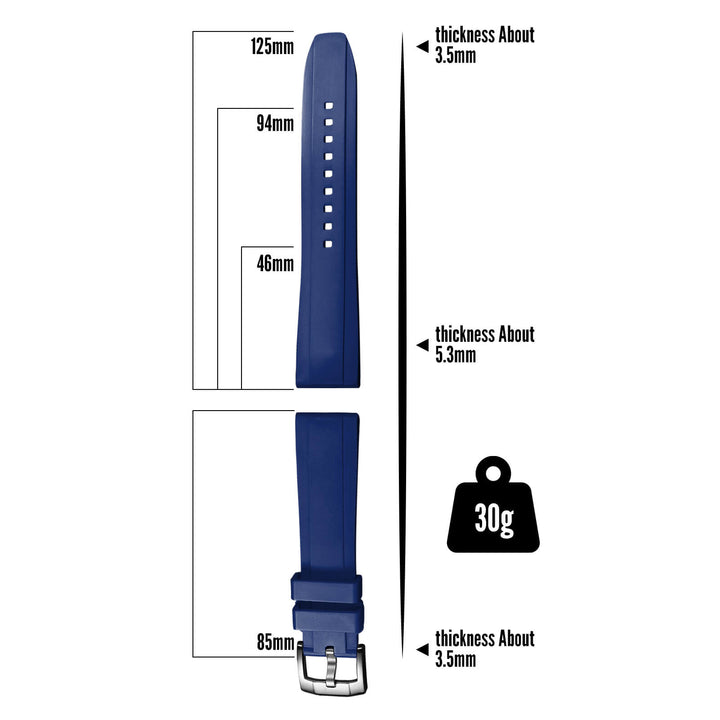 Correa de silicona genérica para relojes de buceo de 22mm-Negro-