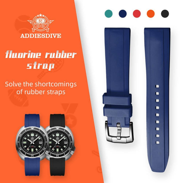 Correa de silicona genérica para relojes de buceo de 22mm-Negro-