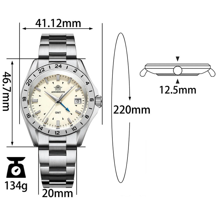 Elegante conjunto para pareja: reloj de cuarzo GMT de 38 mm y reloj de cuarzo GMT de 36 mm - Addiesdiverelojes