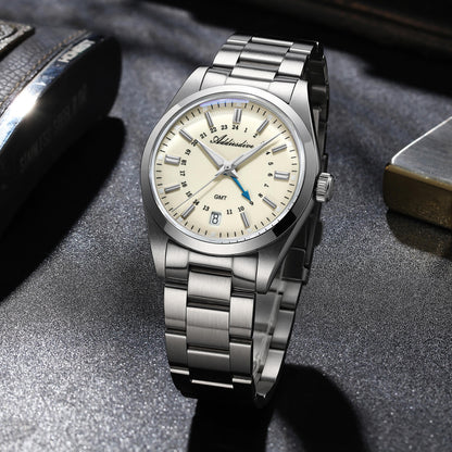 Elegante conjunto para pareja: reloj de cuarzo GMT de 38 mm y reloj de cuarzo GMT de 36 mm-