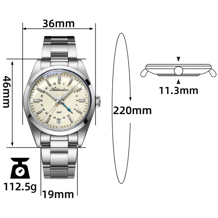 Elegante conjunto para pareja: reloj de cuarzo GMT de 38 mm y reloj de cuarzo GMT de 36 mm - Addiesdiverelojes