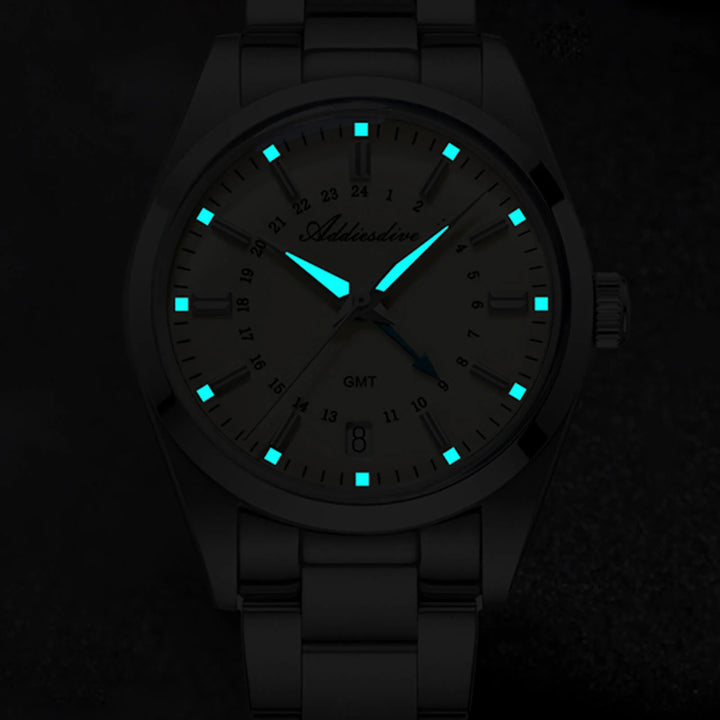 Elegante conjunto para pareja: reloj de cuarzo GMT de 38 mm y reloj de cuarzo GMT de 36 mm-