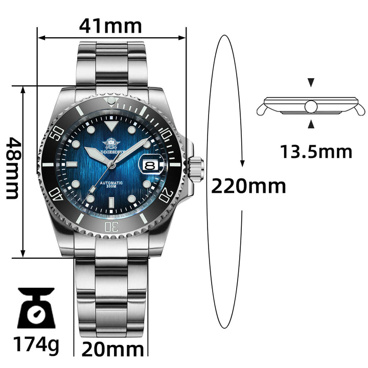 ★Especial Graduación★ADDIESDIVE 41mm reloj de buceo automático, movimiento NH35A AD2078-Negro-