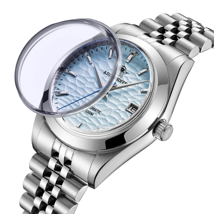 ★Especial Graduación★ADDIESDIVE Reloj Mecánico Retro 39mm AD2118-watch-Brazalete de acero-Blanco-