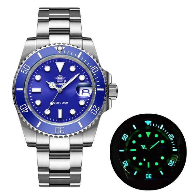 ★Especial Graduación★ADDIESDIVE Reloj Sub Quartz Diver's 200M （H3QZ）-sport watch-Correa de acero inoxidable-Azul-