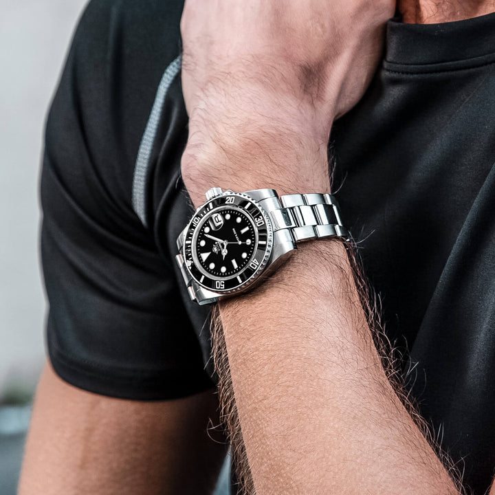 ★Especial Graduación★ADDIESDIVE Reloj Sub Quartz Diver's 200M （H3QZ）-sport watch-Correa de acero inoxidable-Negro-