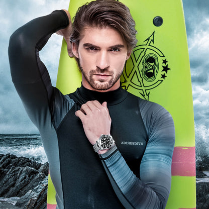 ★Especial Graduación★ADDIESDIVE Reloj Sub Quartz Diver's 200M （H3QZ）-sport watch-Correa de acero inoxidable-Negro-