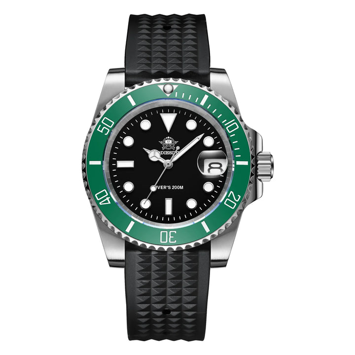 ★Especial Graduación★ADDIESDIVE Reloj Sub Quartz Diver's 200M （H3QZ）-sport watch-Correa de nailon-Verde+Negro-