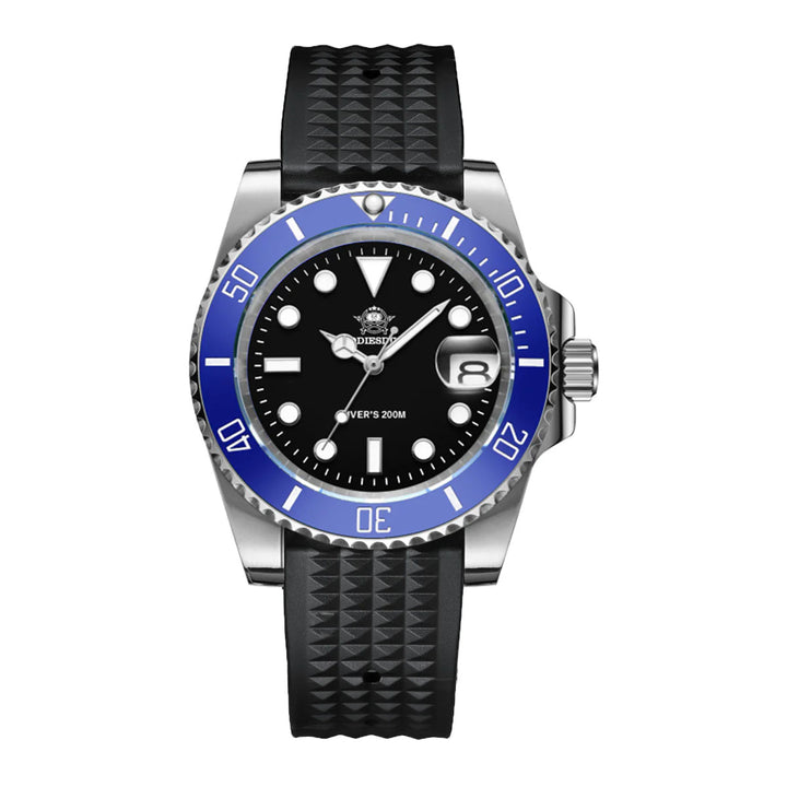 ★Especial Graduación★ADDIESDIVE Reloj Sub Quartz Diver's 200M （H3QZ）-sport watch-Correa de nailon-Negro + Azul-