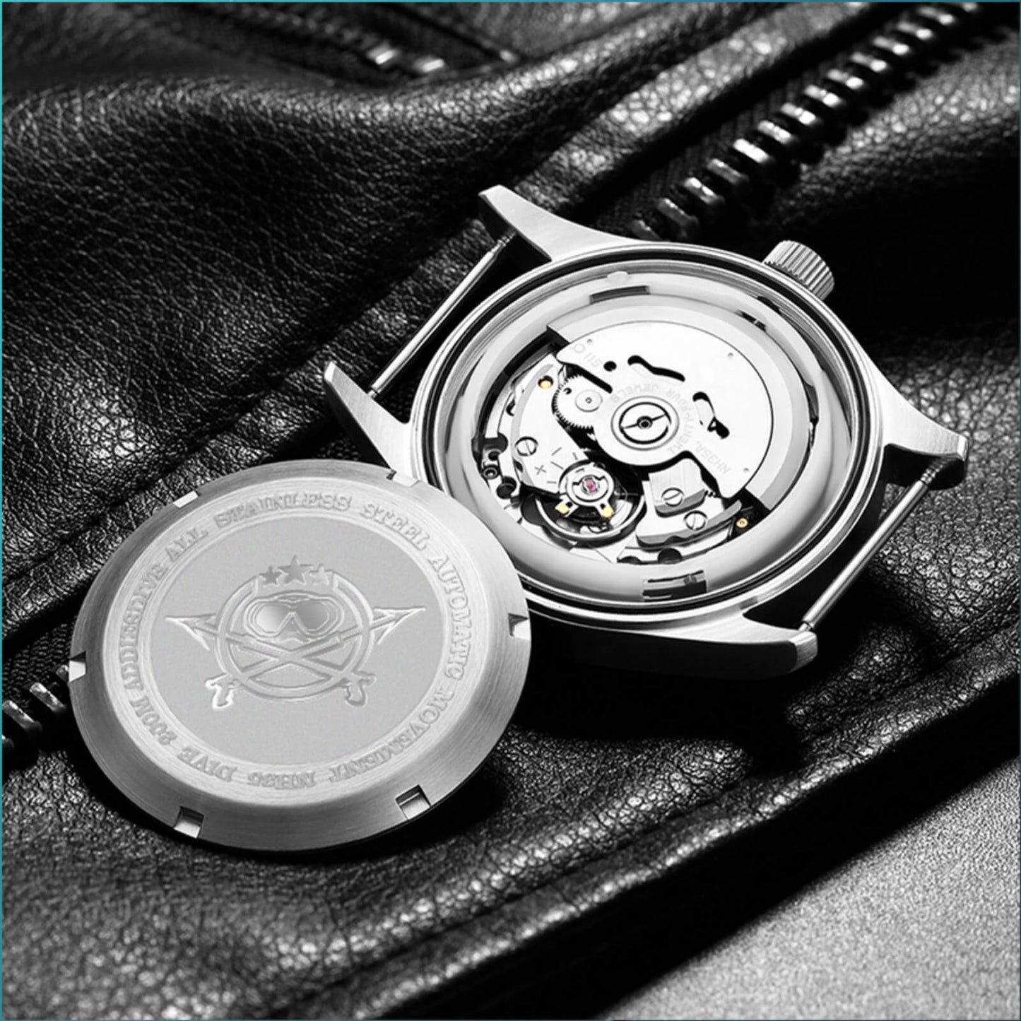 ★Especial Graduación★ADDIESDIVE® Reloj automático 39mm Movimiento NH35A Correa de acero (MY-H2)-pilot watch-Negro-