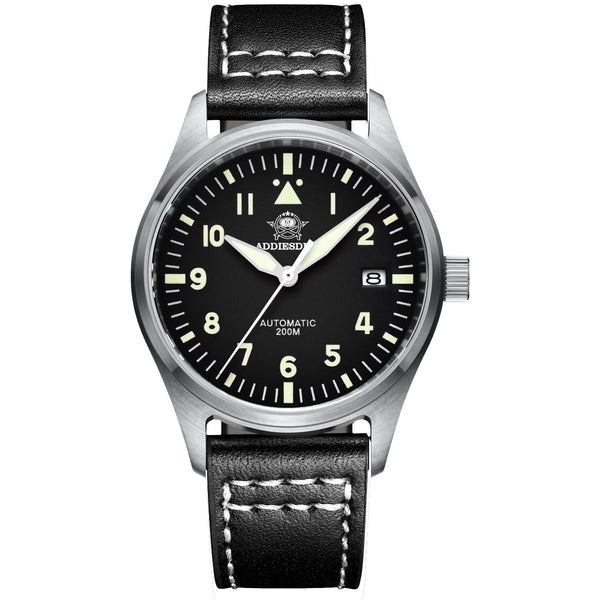 ★Especial Graduación★ADDIESDIVE® Reloj automático elegante de 39 mm para hombre (MY-H2)-pilot watch-Negro-Negro-