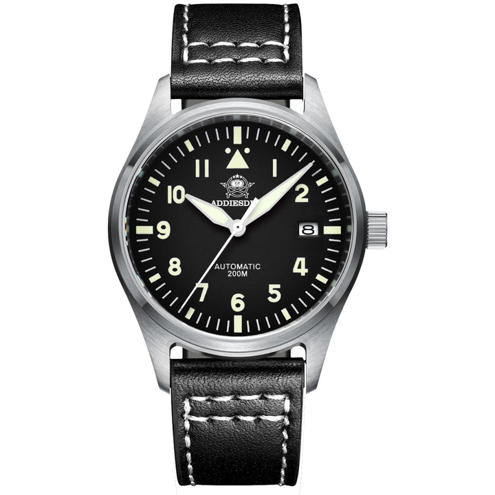 ★Especial Graduación★ADDIESDIVE® Reloj automático elegante de 39 mm para hombre (MY-H2)-pilot watch-Negro-Negro-