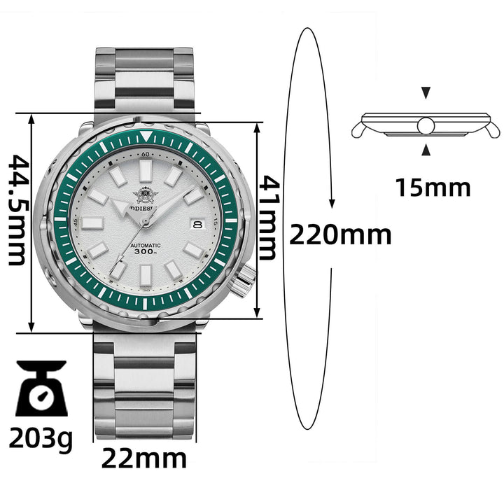 ★Especial Graduación★ADDIESDIVE Reloj de Buceo Automático Tuna AD2090-Blanco-