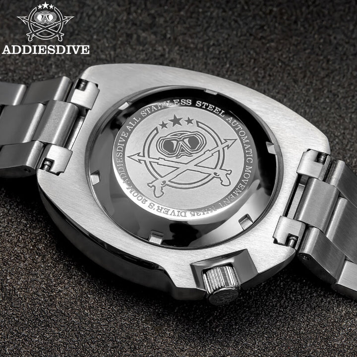 ★Especial Graduación★ADDIESDIVE Reloj de buceo Retro Captain Willard AD2081-Negro-