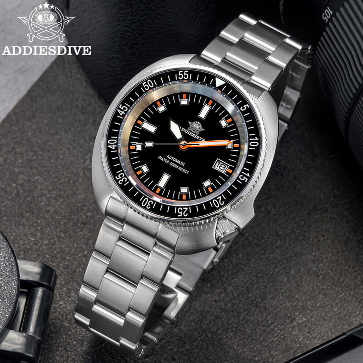 ★Especial Graduación★ADDIESDIVE Reloj de buceo Retro Captain Willard AD2081-Negro-