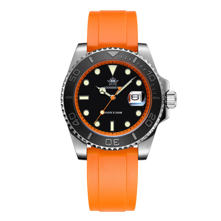 ★Especial Graduación★ADDIESDIVE Reloj deportivo de cuarzo de 41mm resistente al agua 200M (AD2040)-Correa de caucho-Bisel negro-Naranja