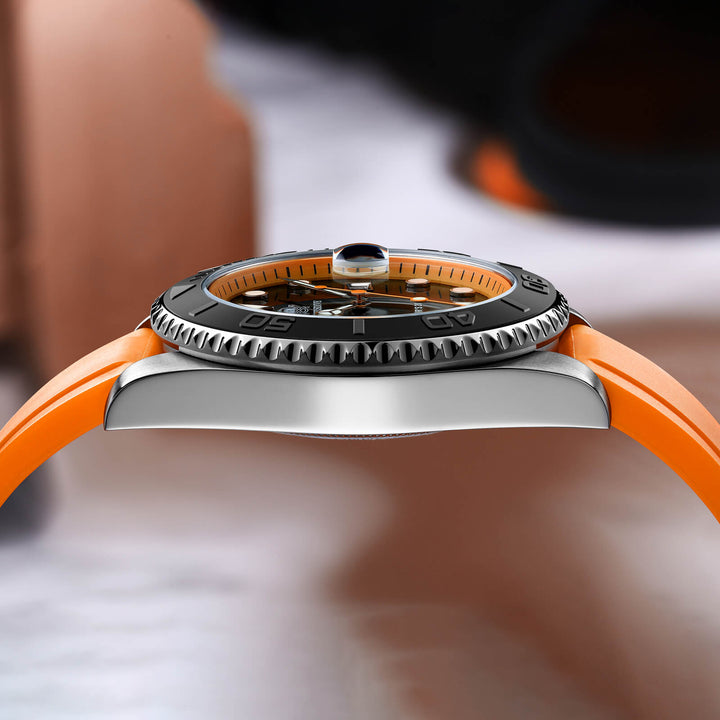 ★Especial Graduación★ADDIESDIVE Reloj deportivo de cuarzo de 41mm resistente al agua 200M (AD2040)-Correa de caucho-Bisel plateado-Naranja