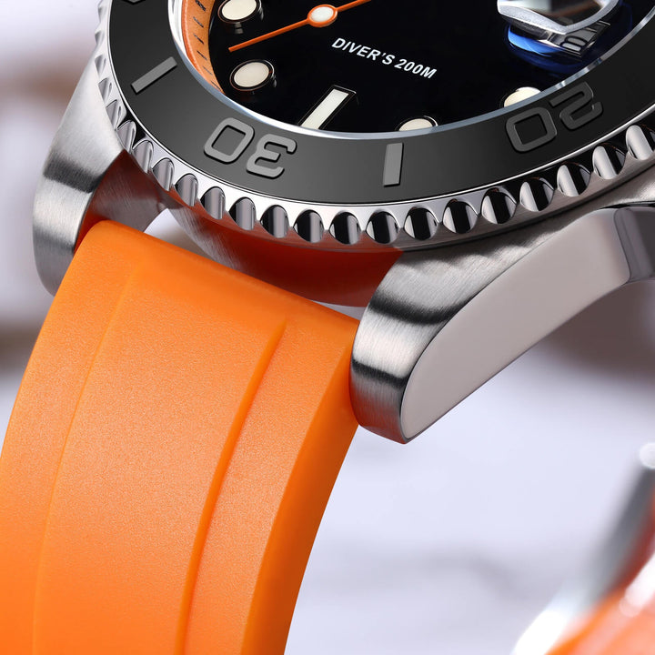 ★Especial Graduación★ADDIESDIVE Reloj deportivo de cuarzo de 41mm resistente al agua 200M (AD2040)-Correa de caucho-Bisel plateado-Naranja