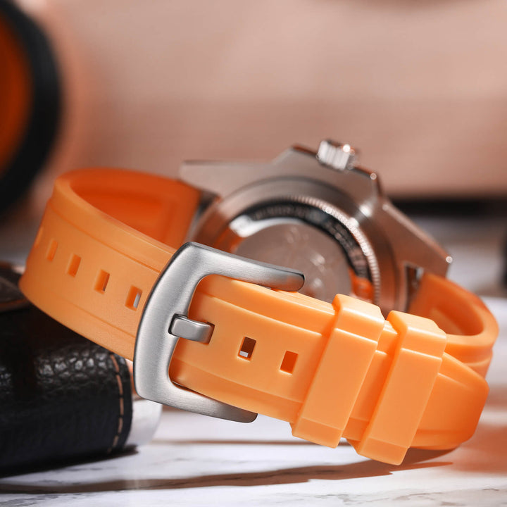 ★Especial Graduación★ADDIESDIVE Reloj deportivo de cuarzo de 41mm resistente al agua 200M (AD2040)-Correa de caucho-Bisel plateado-Naranja