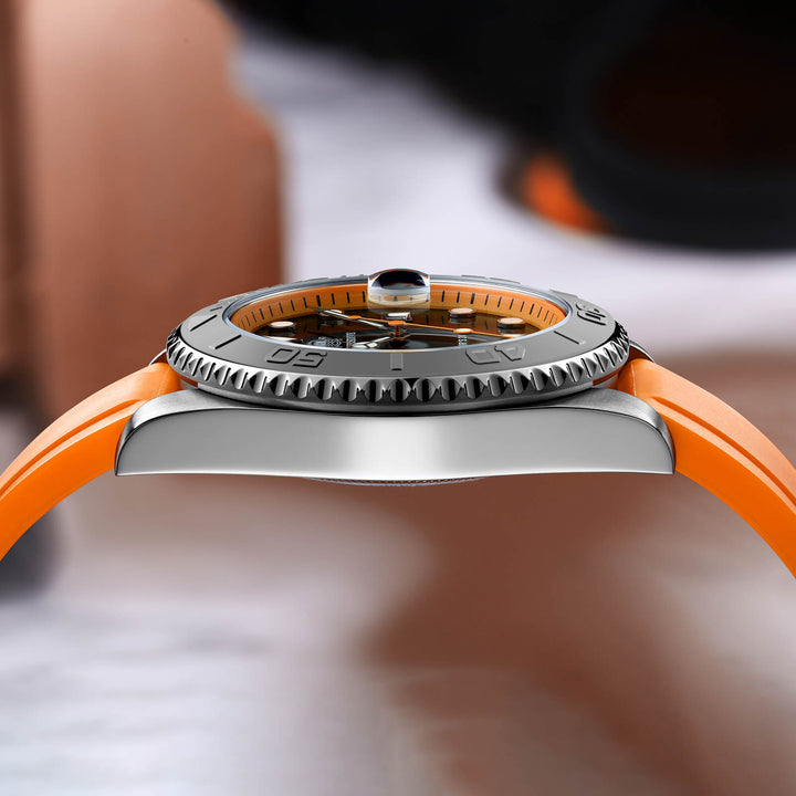 ★Especial Graduación★ADDIESDIVE Reloj deportivo de cuarzo de 41mm resistente al agua 200M (AD2040)-Correa de caucho-Bisel plateado-Naranja