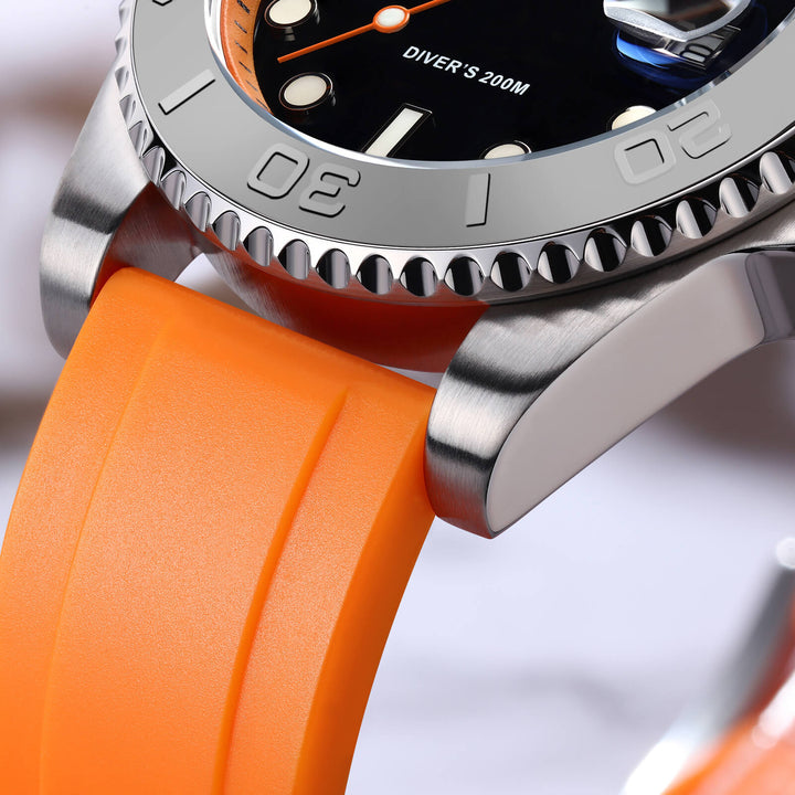 ★Especial Graduación★ADDIESDIVE Reloj deportivo de cuarzo de 41mm resistente al agua 200M (AD2040)-Correa de caucho-Bisel plateado-Naranja