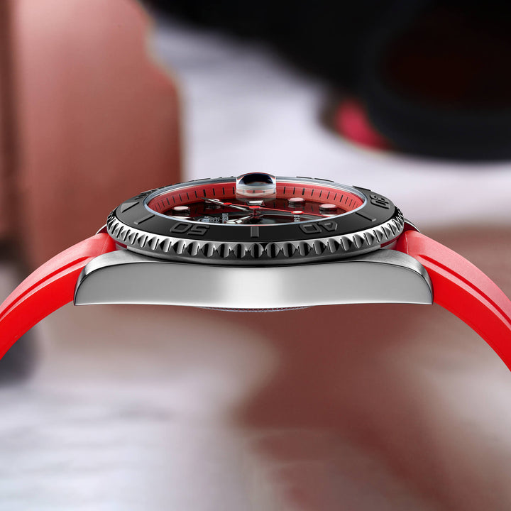 ★Especial Graduación★ADDIESDIVE Reloj deportivo de cuarzo de 41mm resistente al agua 200M (AD2040)-Correa de caucho-Bisel plateado-Naranja