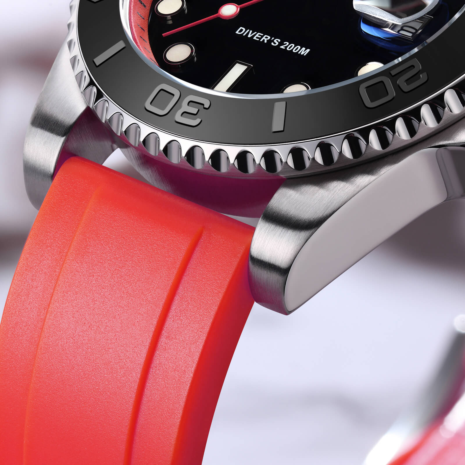 ★Especial Graduación★ADDIESDIVE Reloj deportivo de cuarzo de 41mm resistente al agua 200M (AD2040)-Correa de caucho-Bisel plateado-Naranja